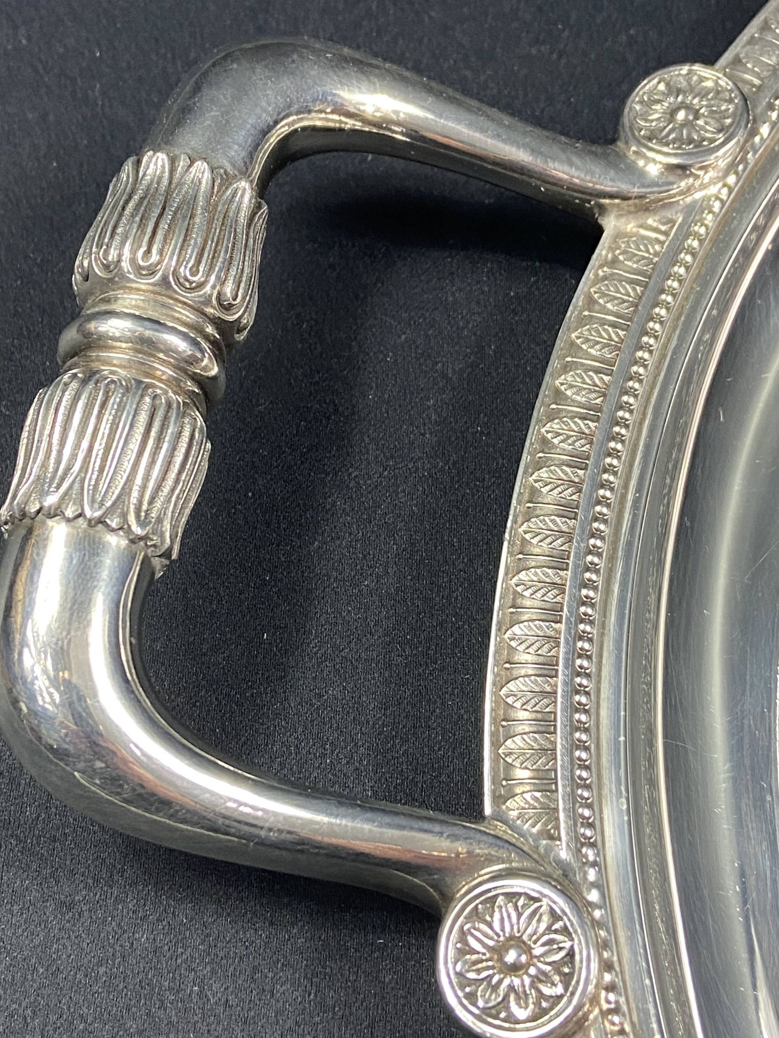 Very large silver metal serving tray christofle malmaison model
