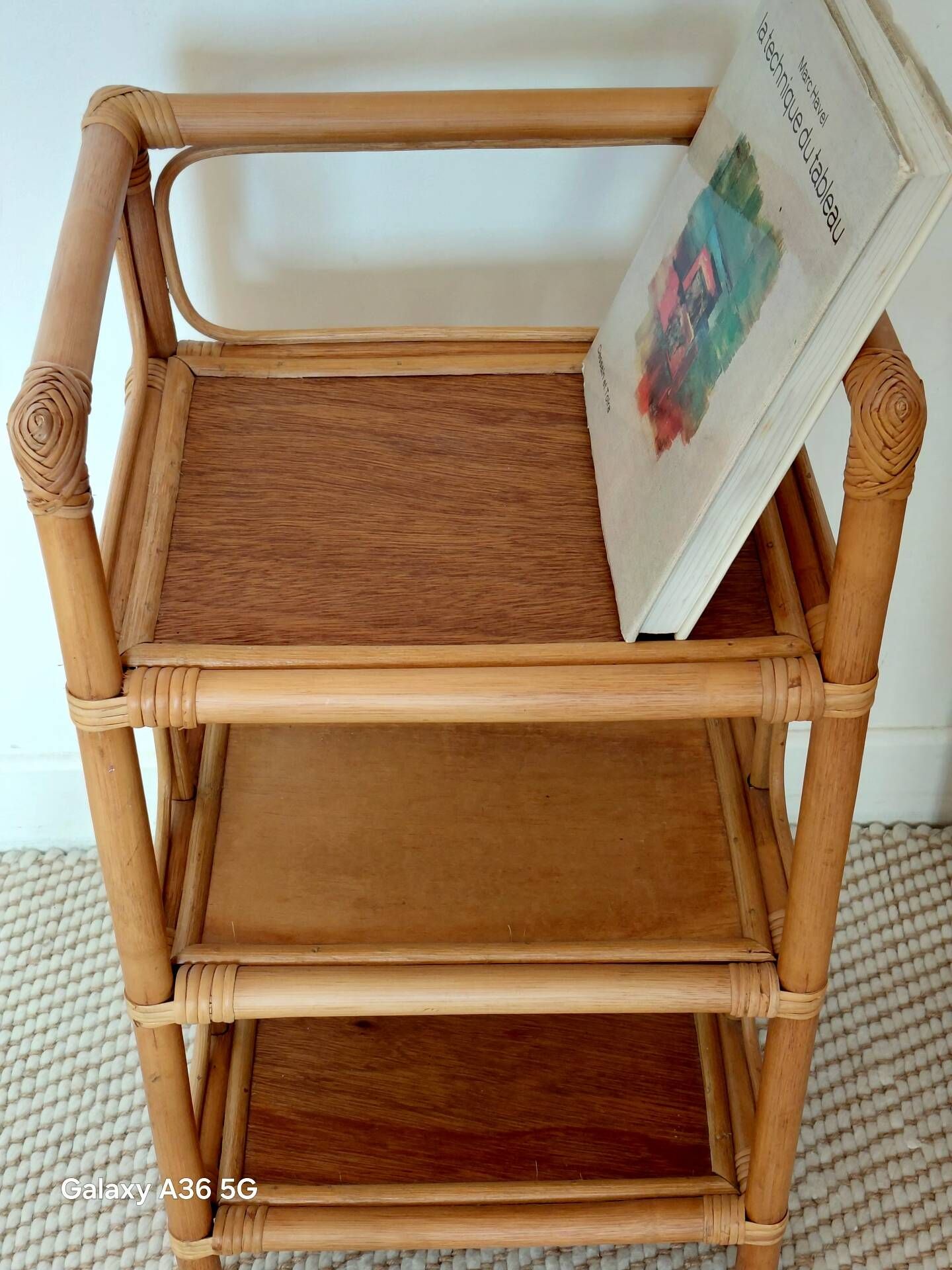Pair of bedside tables/vintage bamboo and rattan accent furniture - 1970s