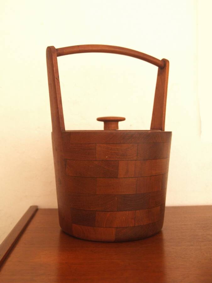 Danish teak ice bucket - vintage mid century design