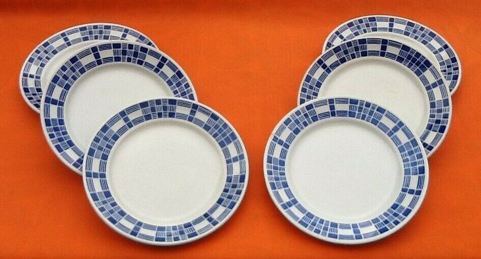 Suite de 6 assiettes plates  F.B Badonviller Fenal Frères Art Déco Années 1930-1940