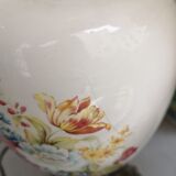 Pair of table lamps transparent lampshades flower pattern