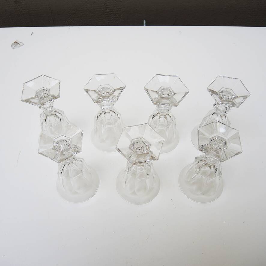 7 Metternich Style Crystal Digestif Glasses H 11 cm