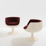 Eero Aarnio pair of Cognac alpaca velvet chairs 1967