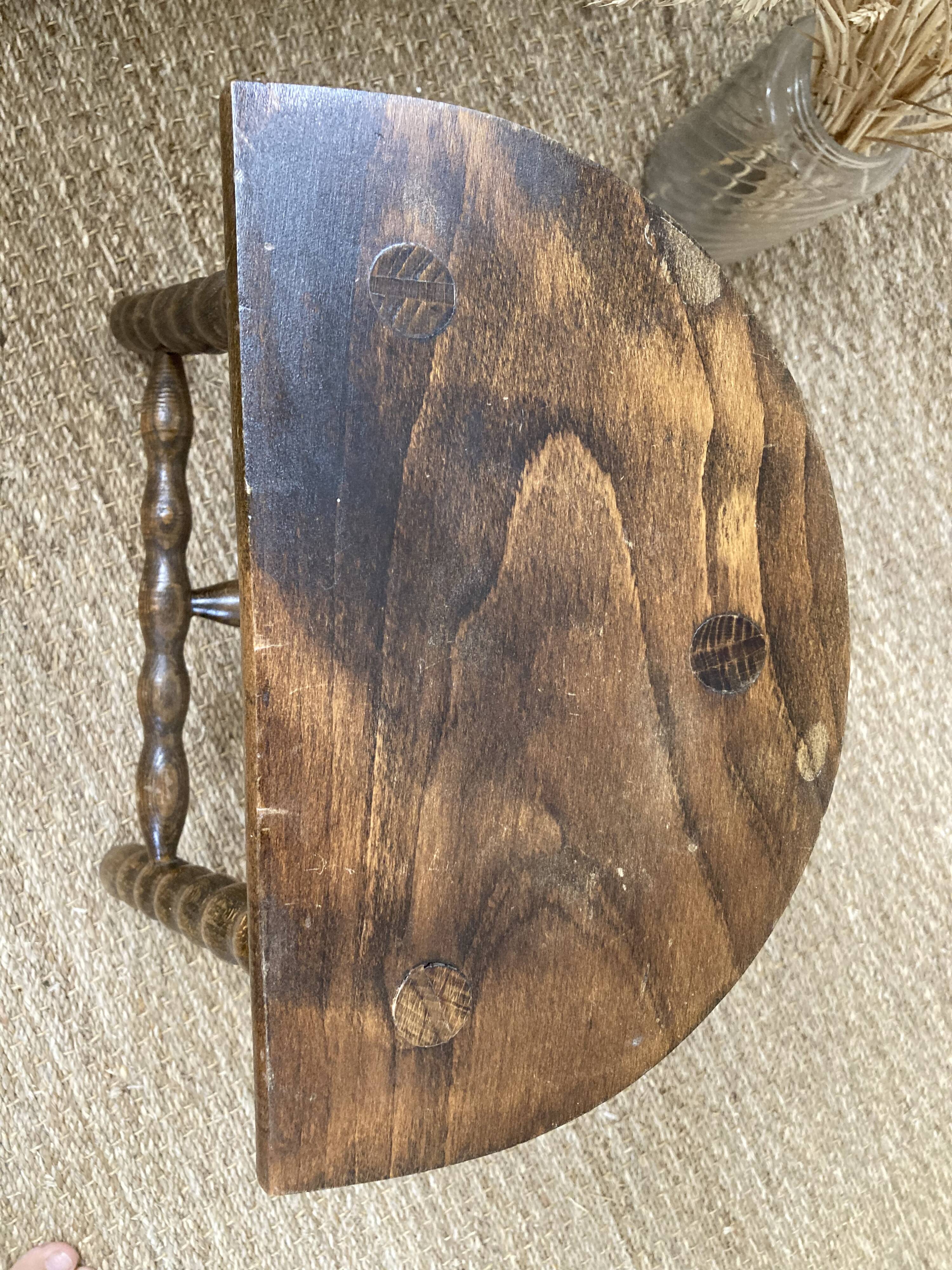 Tripod stool in old turned wood