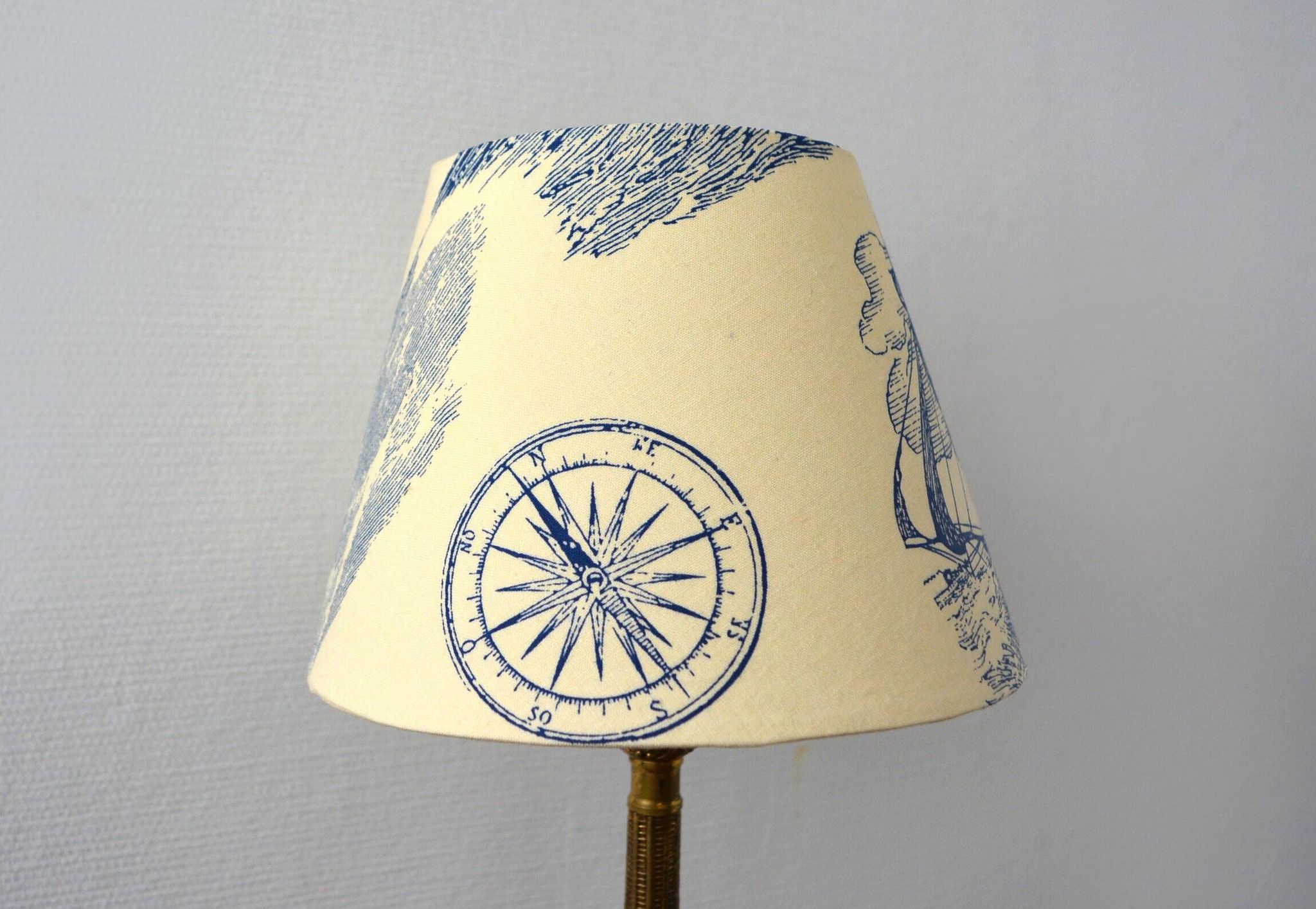 Jouy fabric lampshade, marine decoration