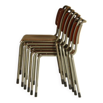 Ensemble de 6 chaises vintage Gispen 106 TU Delft par WH Gispen, 1950
