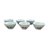 Ensemble de 6 bols en porcelaine fine de chez Longchamps, décor voitures anciennes
