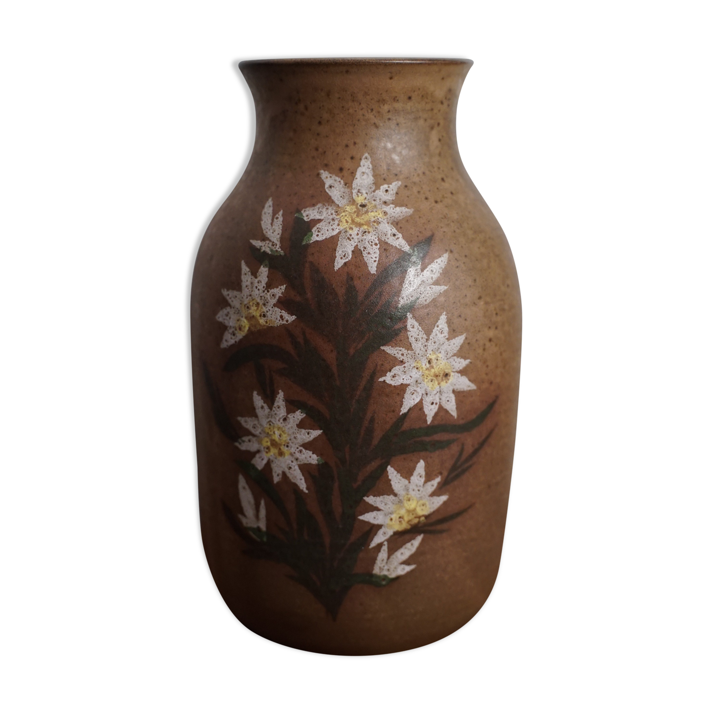 Sandstone vase with flowers 70's