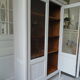 Showcase, old weathered vessel pearl gray, 2 glass doors.