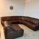 Large modular sofa with brown leather armchair 80s design dreipunkt vintage sofa