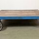 Table basse industrielle bleue, années 1960