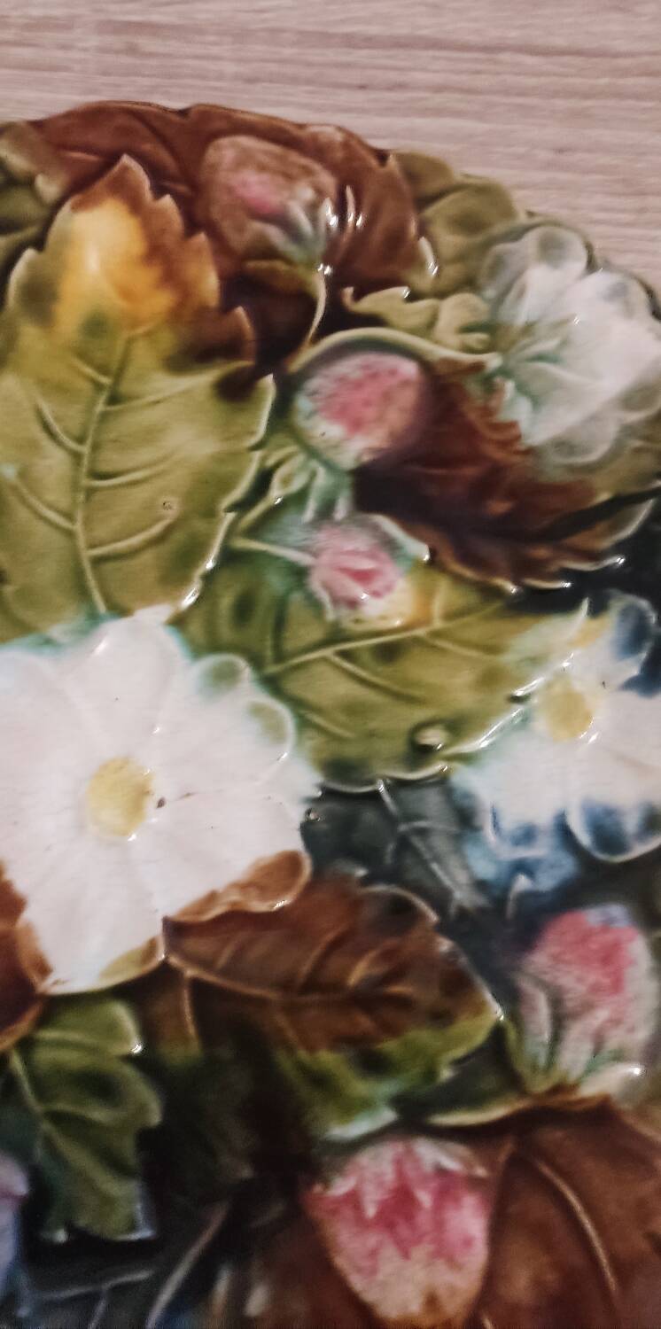 Ceramic Majolica Barbotine Plate