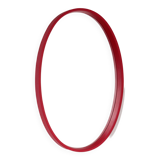 Large Vintage Mirror with Red Leatherette Frame