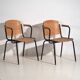 Industrial style chairs with armrests (circa 1950). Set of 2 pieces