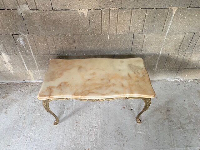 Onyx coffee table base vintage brass 1950