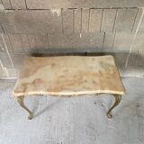 Onyx coffee table base vintage brass 1950