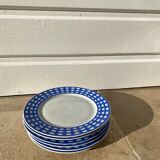 6 assiettes à dessert vichy bleu