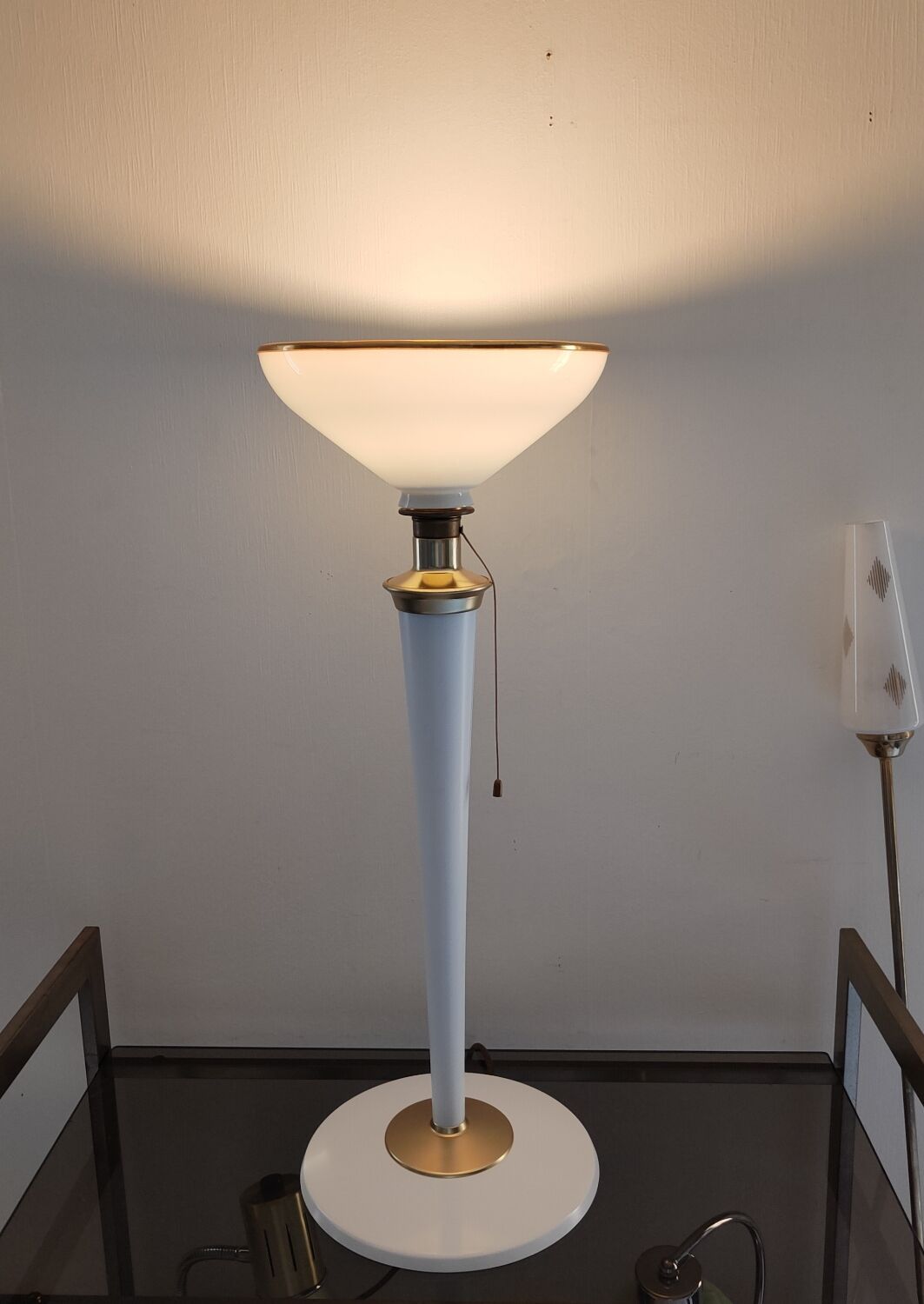 Art deco lamp lita 1960 white and brass
