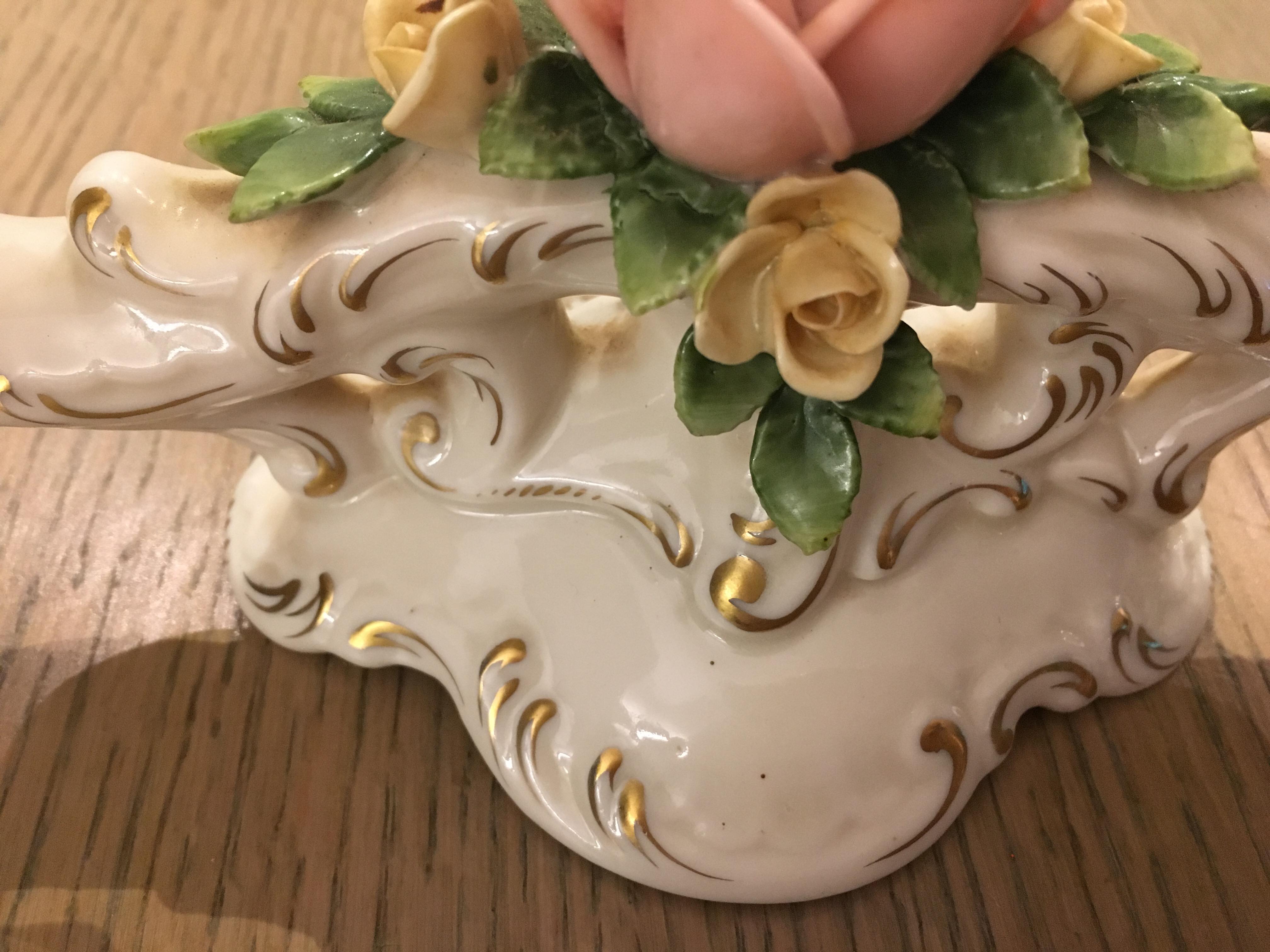 Ancient candlestick two porcelain branch