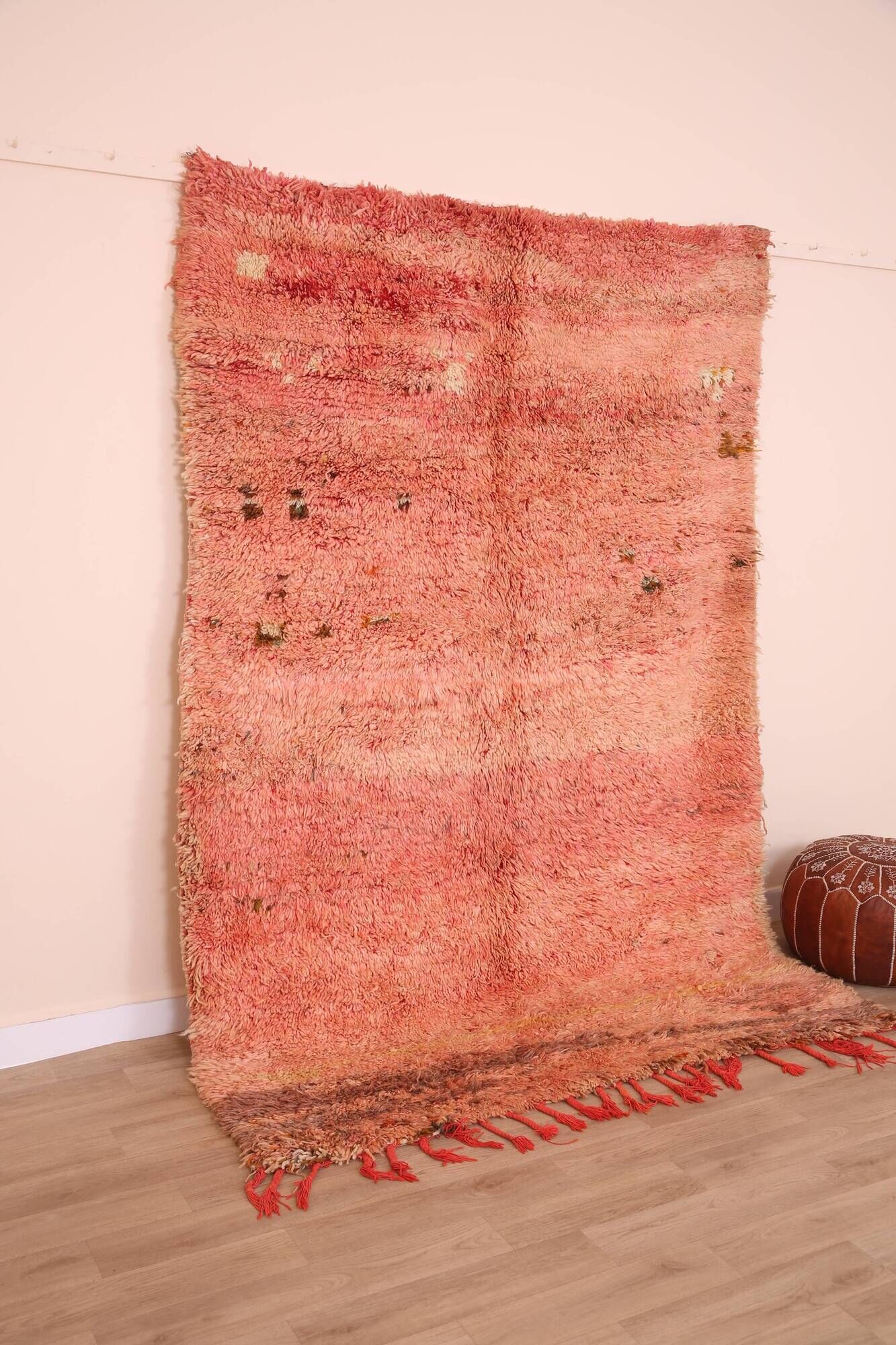 Peach Vintage Moroccan 175 x 246 cm, Berber Wool Rug Handmade, Boho Rug