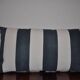 Set of 2 vintage striped cushions in navy blue and white linen, 65x35 cm.