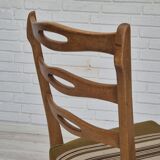1970s, set of 4 Danish dining chairs in oak wood, green furniture wool.