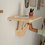 Vintage solid oak wall-mounted console shelf