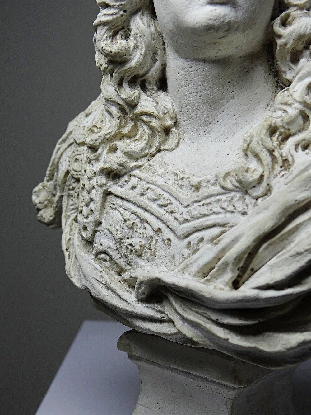 Antique white plaster bust of Louis XIV after Gole & Le Brun