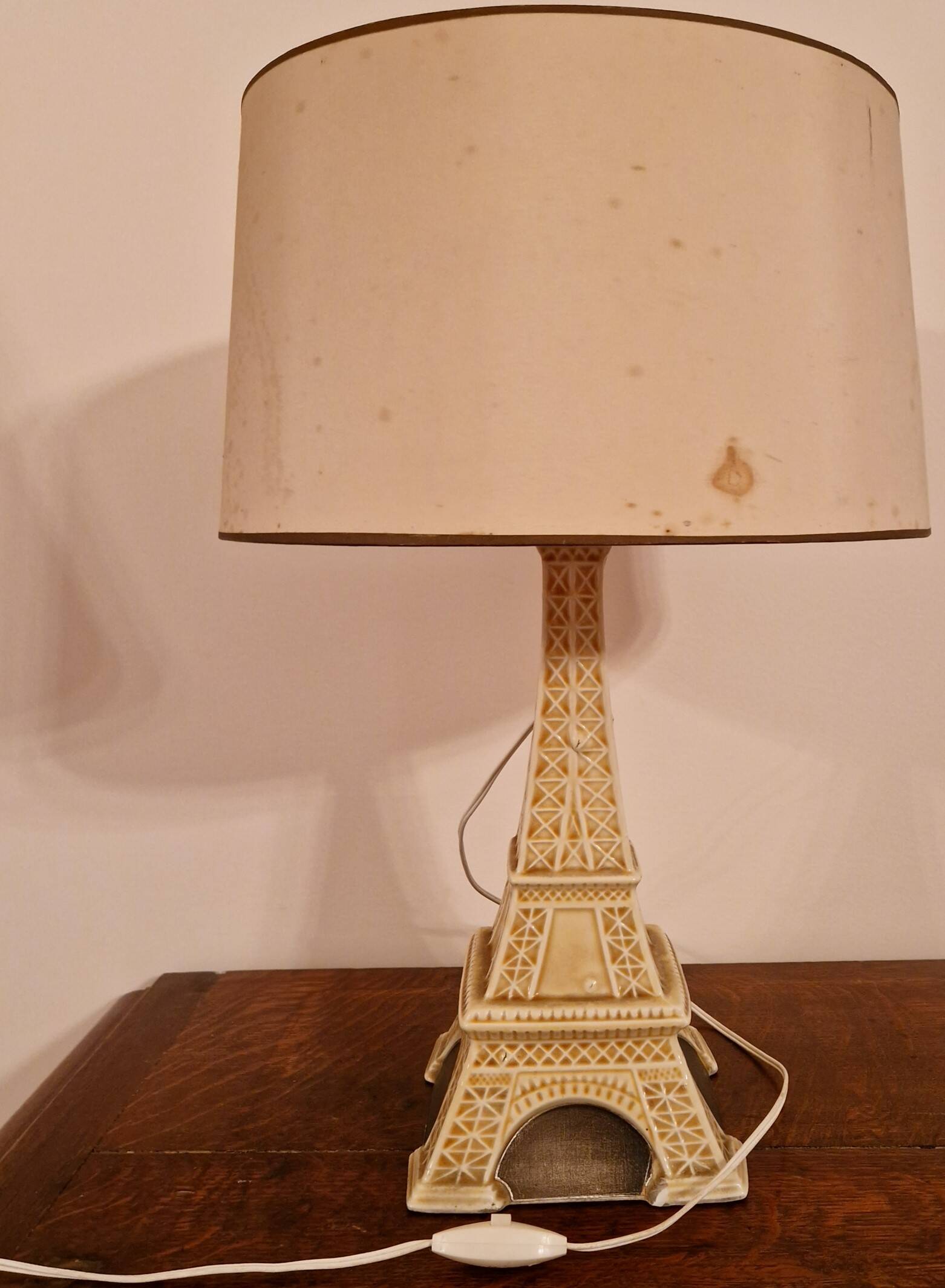 Vintage advertising lamp Garnier – Eiffel Tower in ceramic – Paris