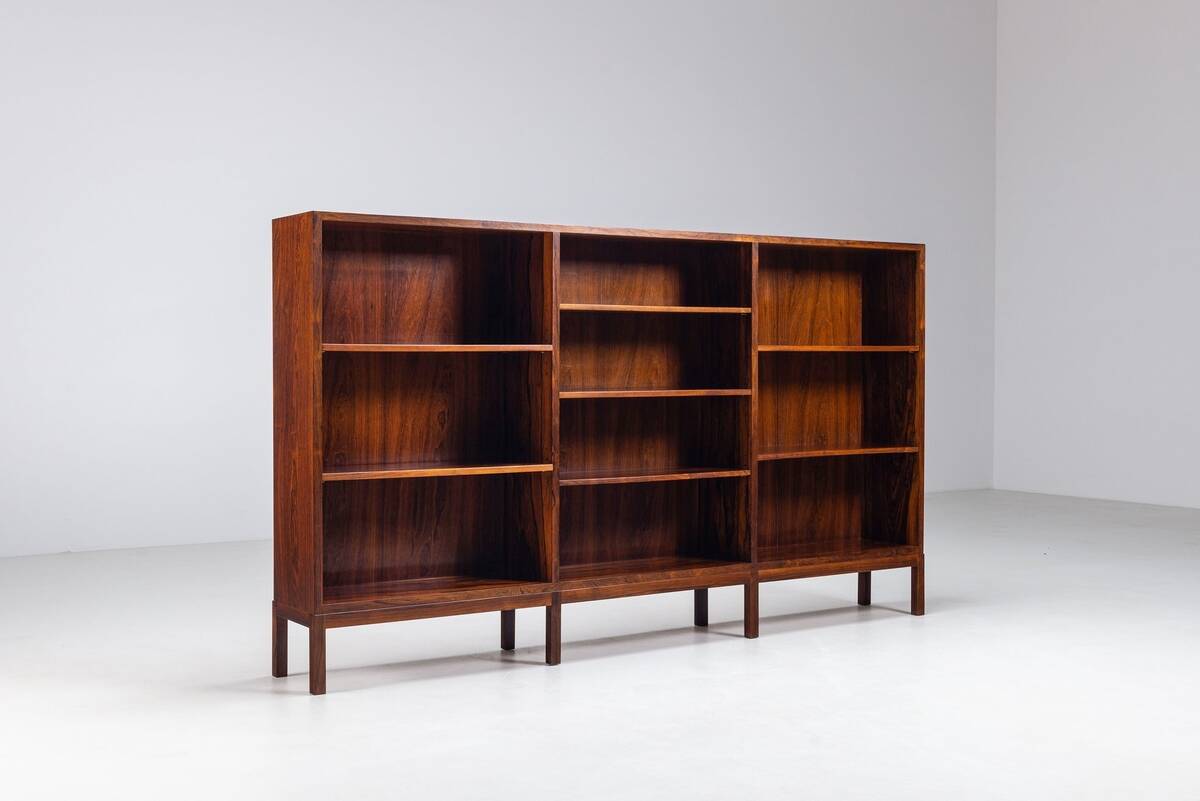 Grande bibliothèque scandinave en palissandre, Danemark, 1960.