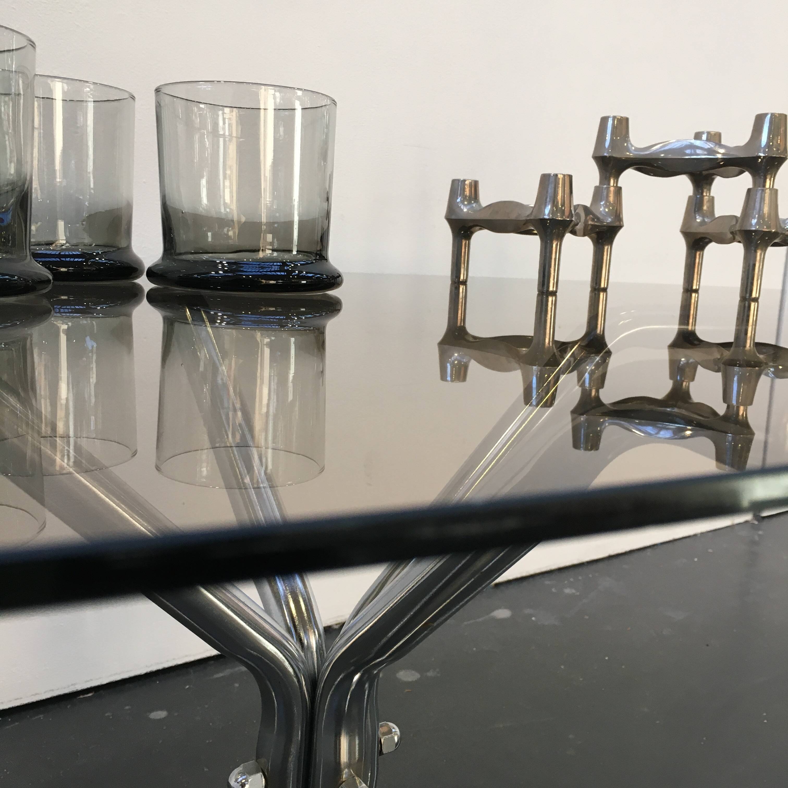 70s chrome and smoked glass coffee table