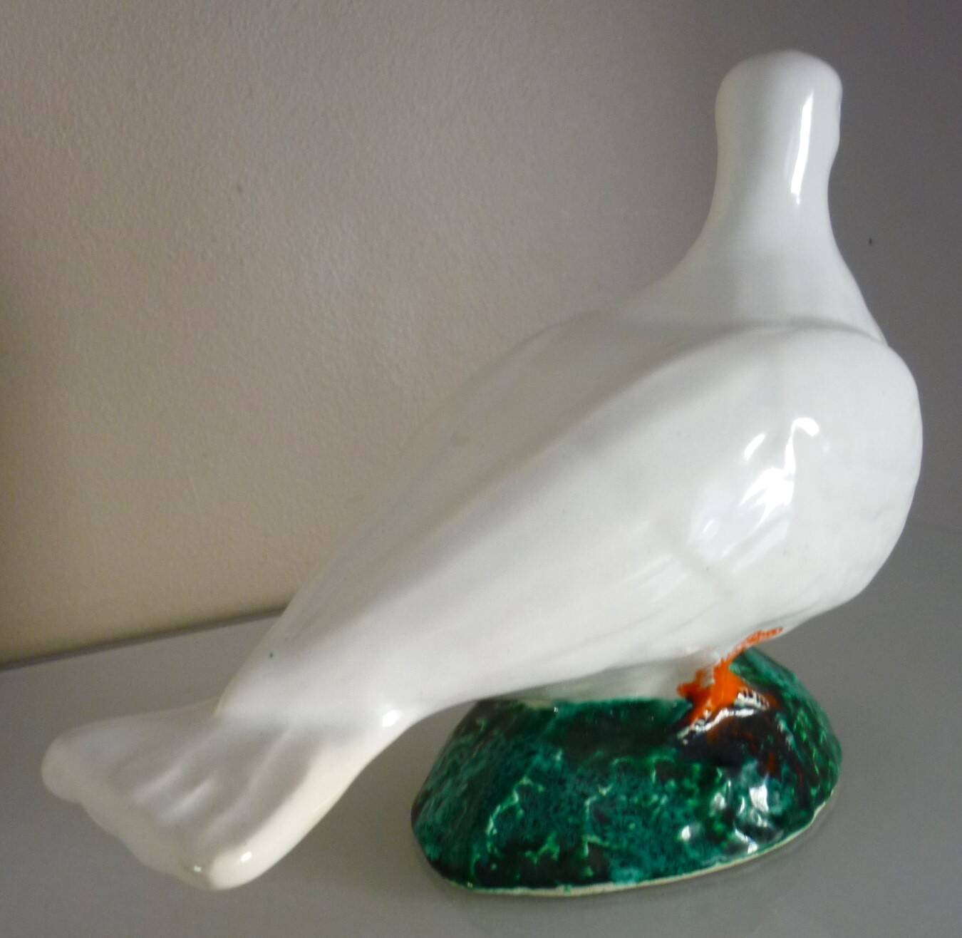Glazed ceramic bird, signed Vallauris with bright colors