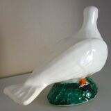 Glazed ceramic bird, signed Vallauris with bright colors