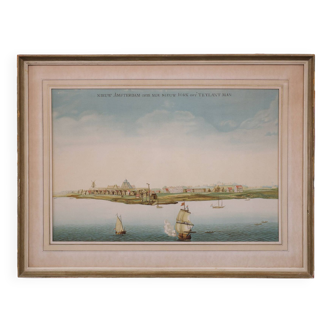 Lithographie vue sur nieuw amsterdam j . vingboons années 1660