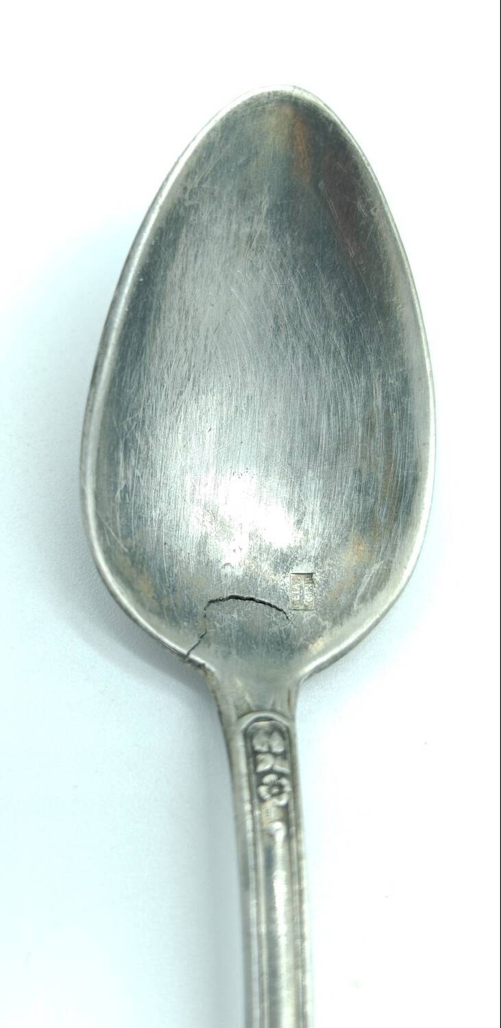 Set of 12 small spoons in silver metal, rocaille style