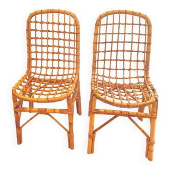 Vintage rattan chair pair "Alice"