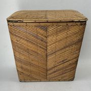 Pencil reed rattan bamboo chest or trunk, 1950s-1960s