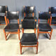Vintage Spanish leather and wood dining chairs, set of 6 - 1970s