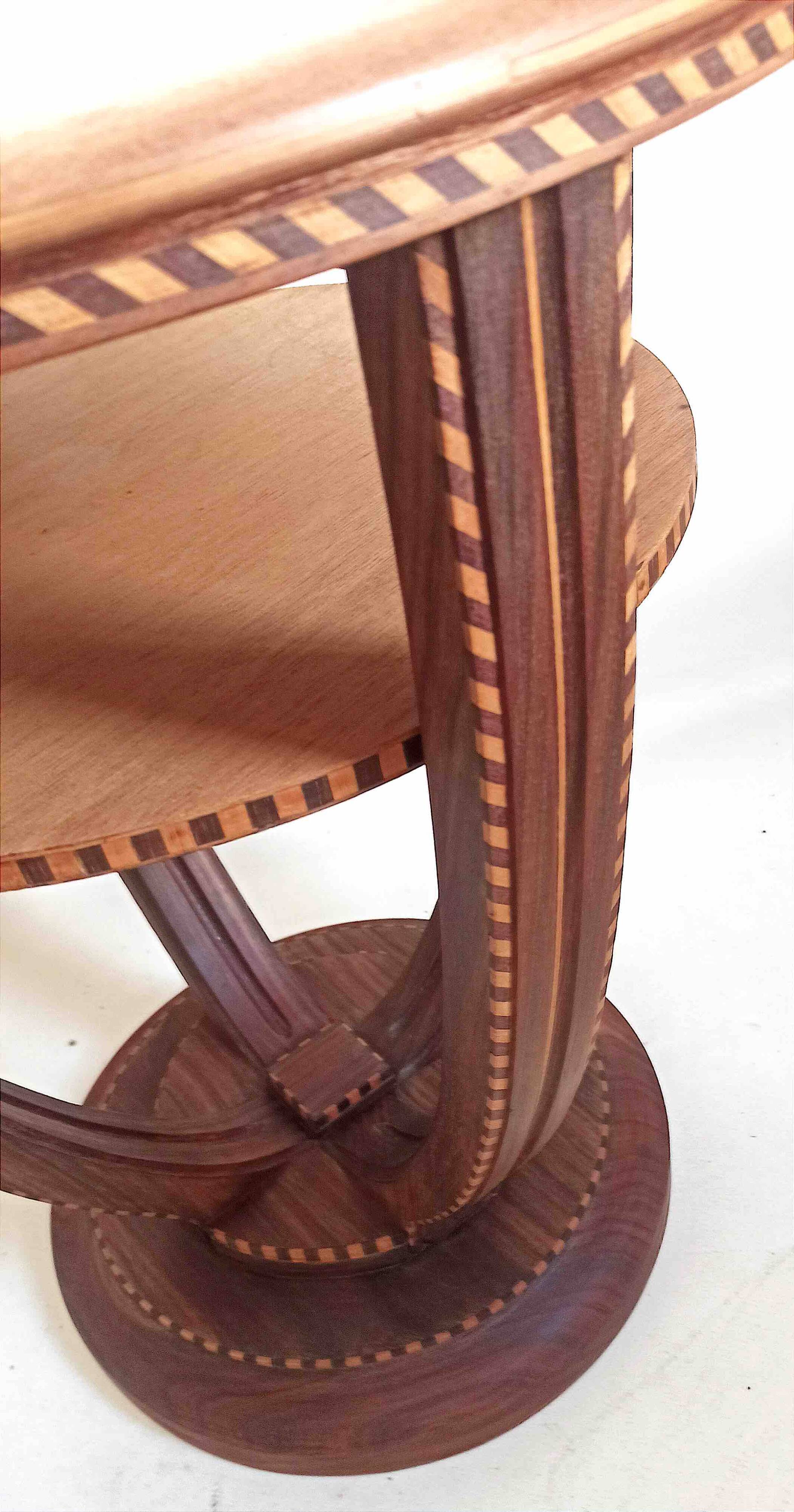 Art Deco 2-tiered pedestal table in purple rosewood, diameter 58.5 cm
