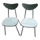 2  chaises en formica vert d'eau, 1970