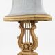 Monumental lyre lamp in oak and zinc (unique piece) 120cm in height.