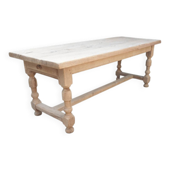 Solid oak farmhouse table with a drawer, tabletop thickness 5 cm.