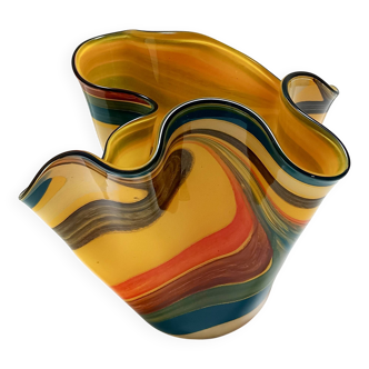 Postmodern Multicolored Murano Glass Fazzoletto Vase, Italy