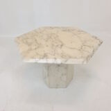 Set of 3 Italian Carrera Marble Side Tables, 1980s