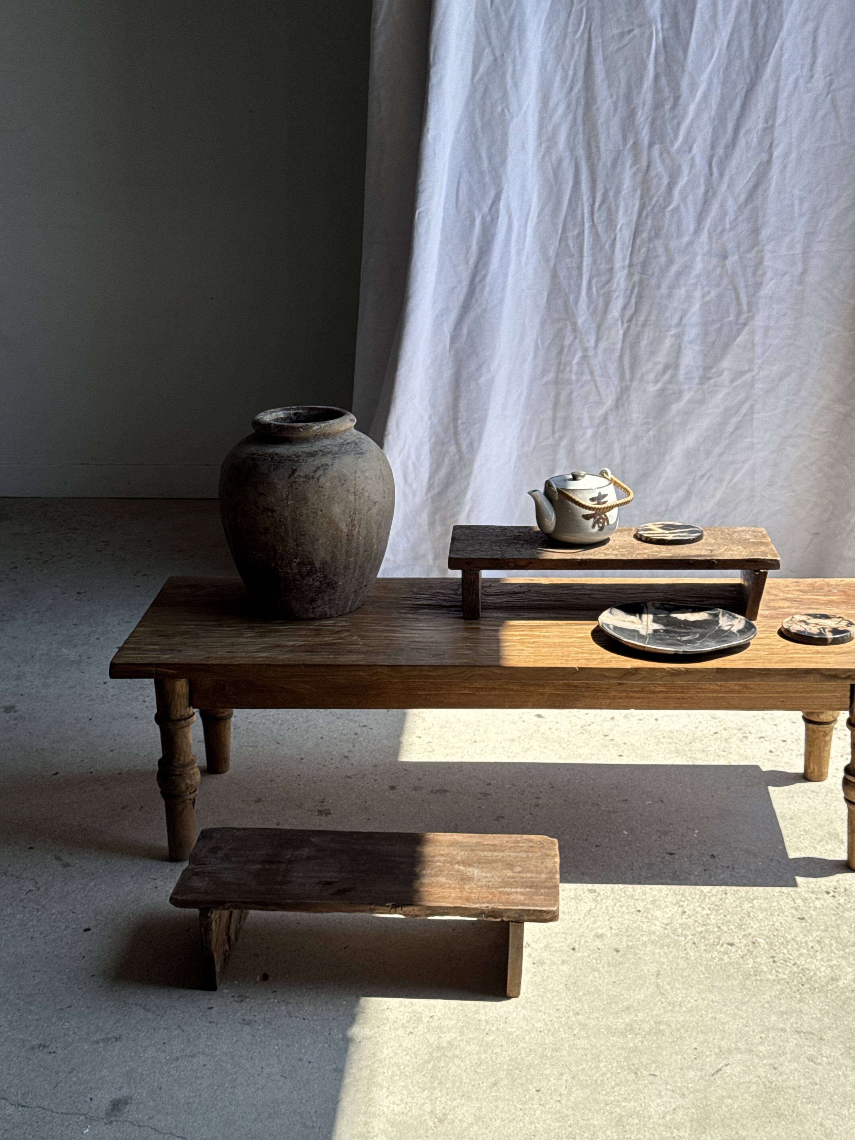 Small low bench in old teak from Indonesia H14 L50