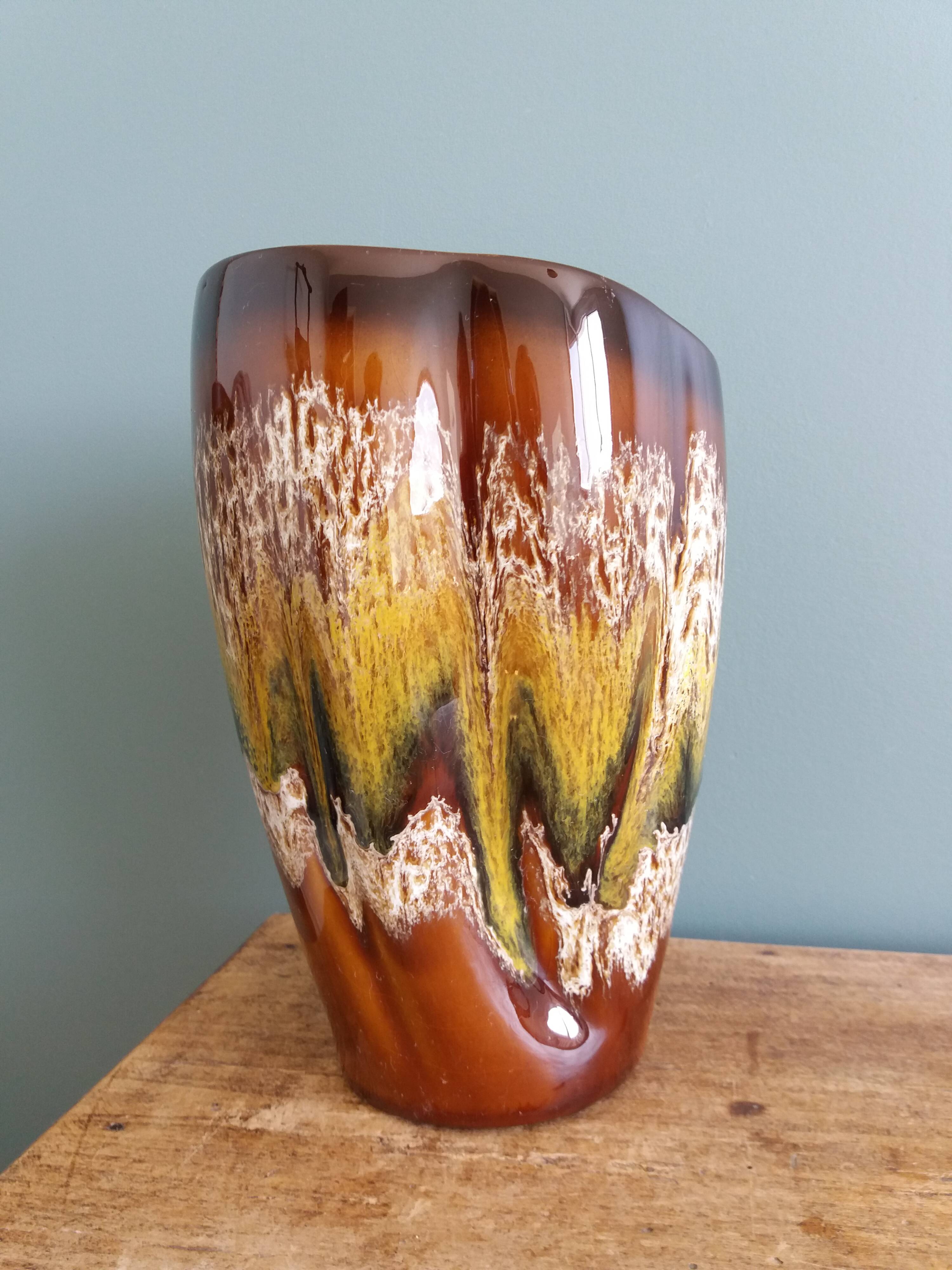 Sarreguemines Digoin flamed ceramic vase