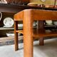Square side table in wood and red marble 60 x 60 cm