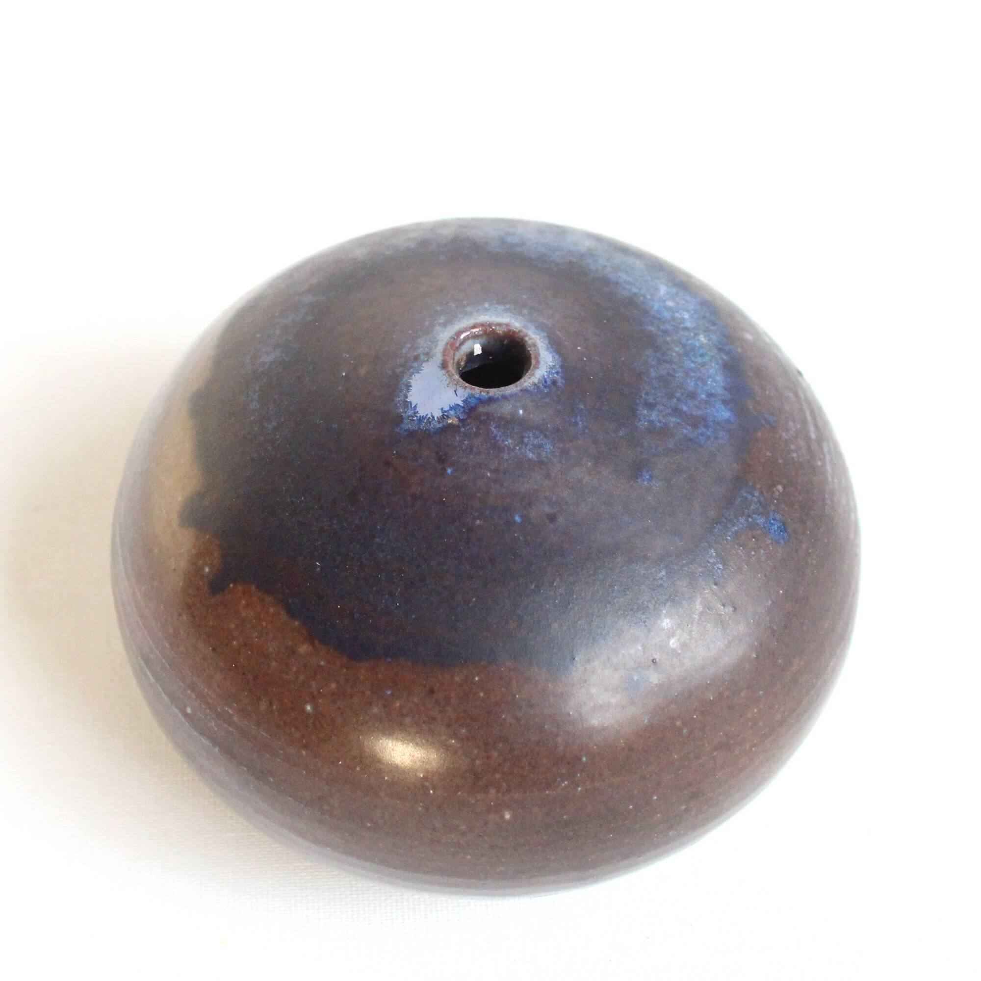 Vintage blue and brown ceramic soliflore vase - Antonio Lampecco