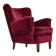1960s, Danish armchair, cherry-red furniture velour, beech wood legs.