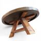 Round brutalis coffee table with brass / copper top / 1960s